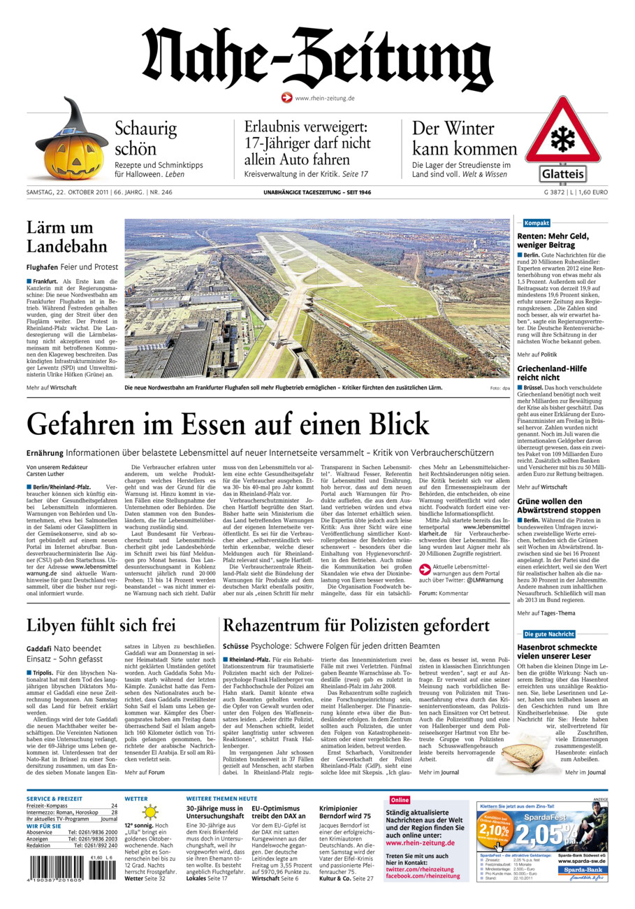 Nahe-Zeitung vom Samstag, 22.10.2011