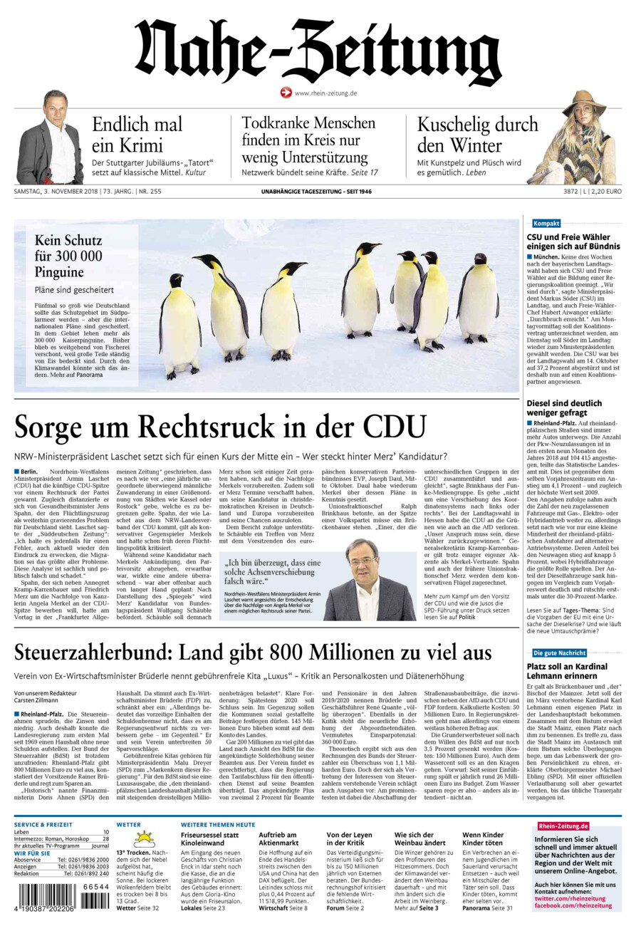 Nahe-Zeitung vom Samstag, 03.11.2018