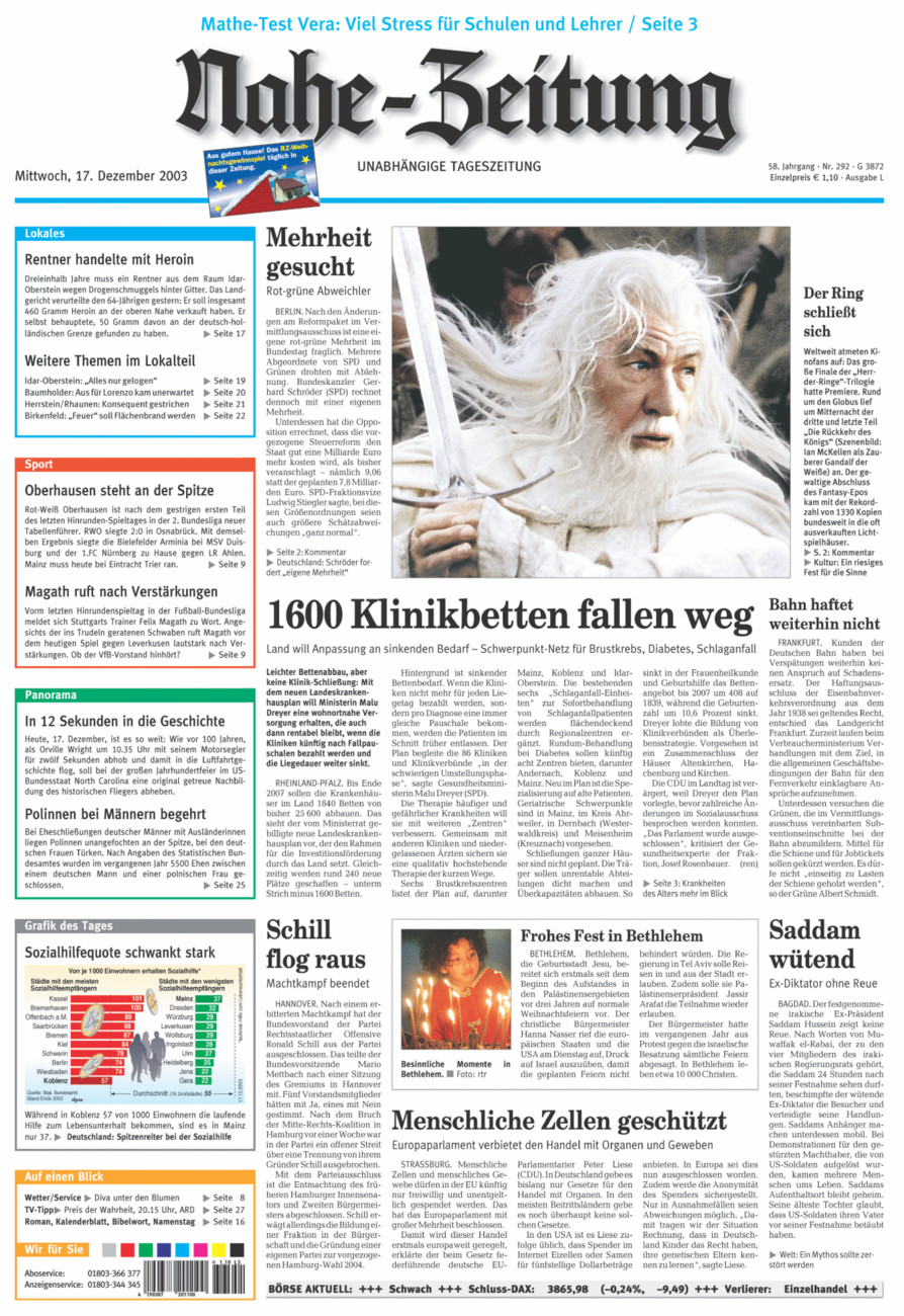 Nahe-Zeitung vom Mittwoch, 17.12.2003