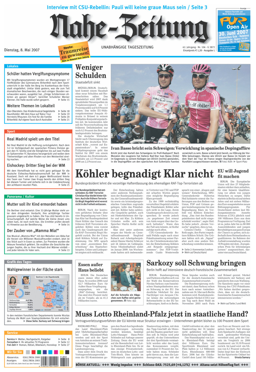 Nahe-Zeitung vom Dienstag, 08.05.2007