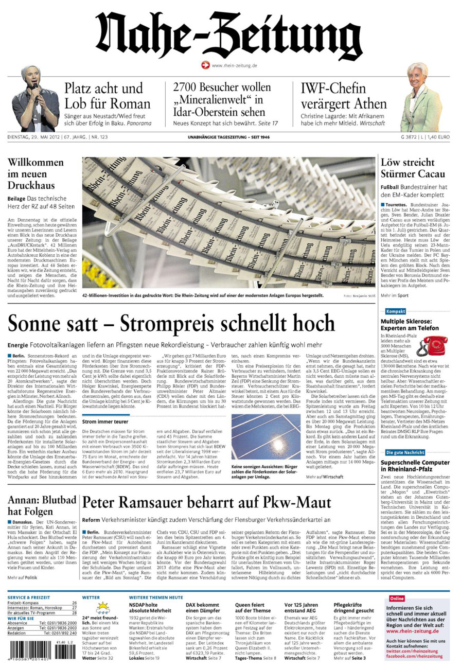 Nahe-Zeitung vom Dienstag, 29.05.2012