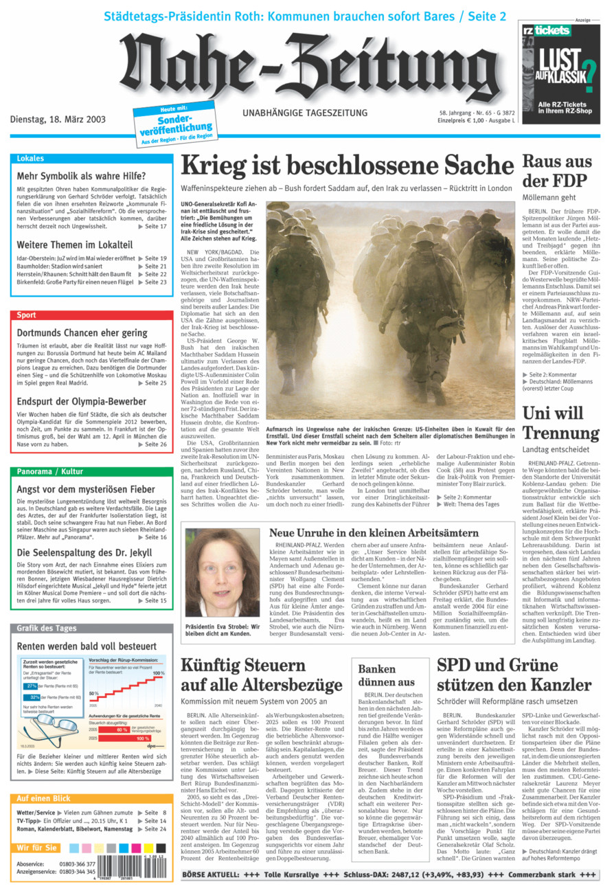 Nahe-Zeitung vom Dienstag, 18.03.2003