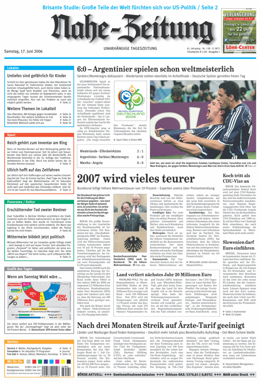 Nahe-Zeitung vom Samstag, 17.06.2006