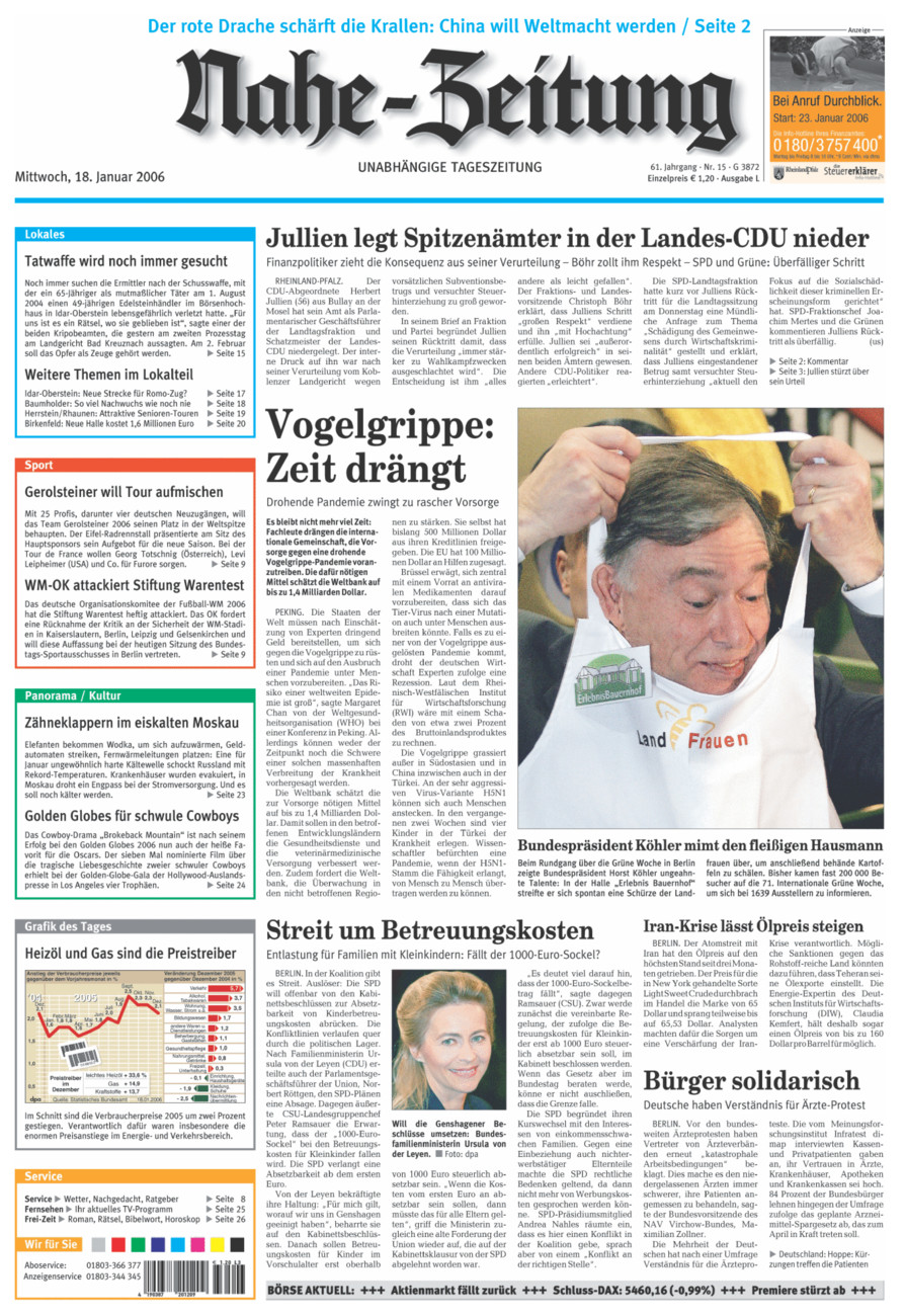 Nahe-Zeitung vom Mittwoch, 18.01.2006