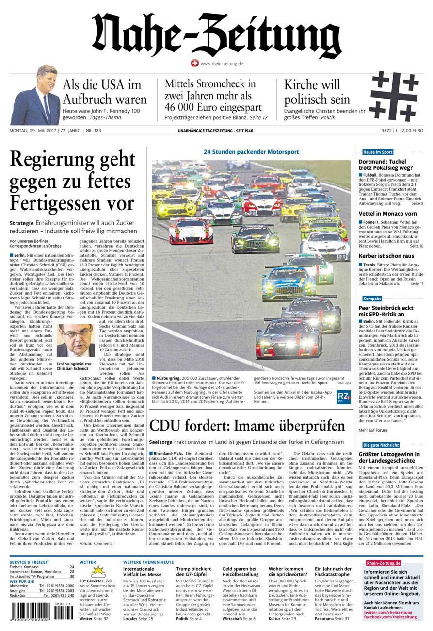 Nahe-Zeitung vom Montag, 29.05.2017