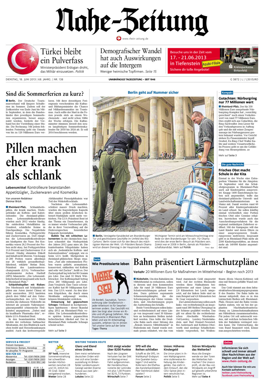 Nahe-Zeitung vom Dienstag, 18.06.2013