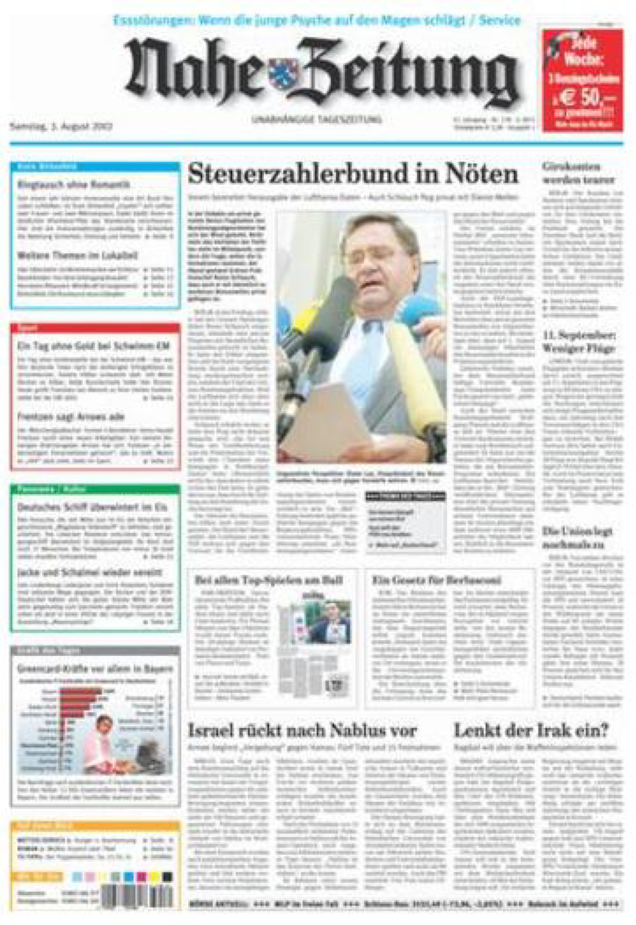 Nahe-Zeitung vom Samstag, 03.08.2002