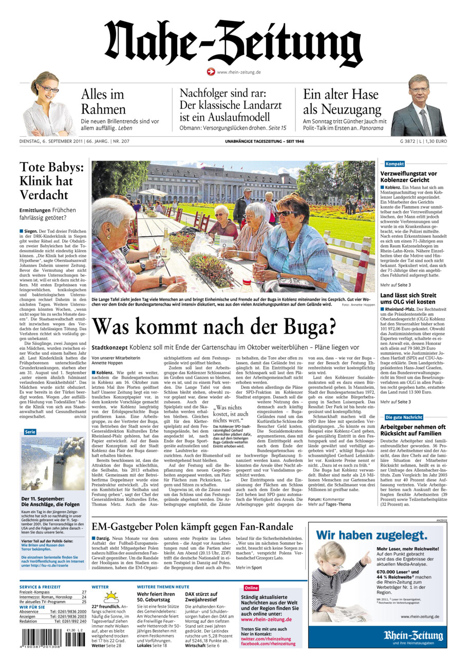 Nahe-Zeitung vom Dienstag, 06.09.2011