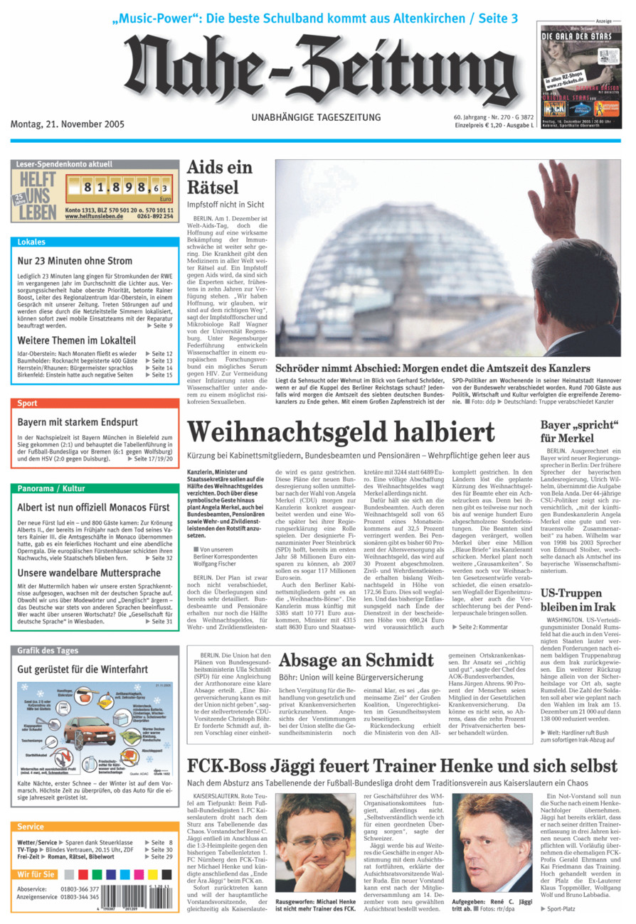 Nahe-Zeitung vom Montag, 21.11.2005