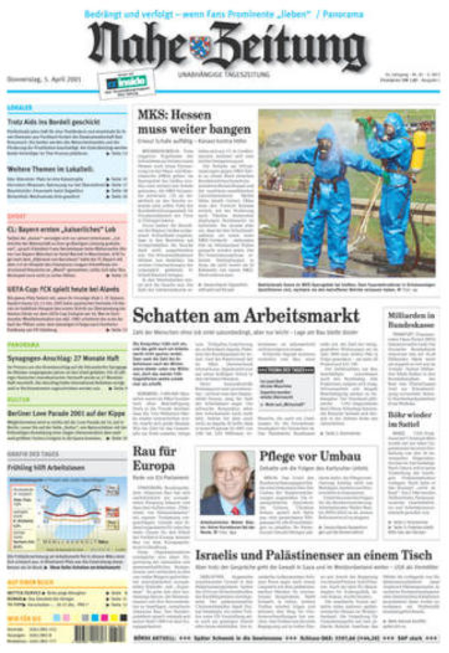 Nahe-Zeitung vom Donnerstag, 05.04.2001