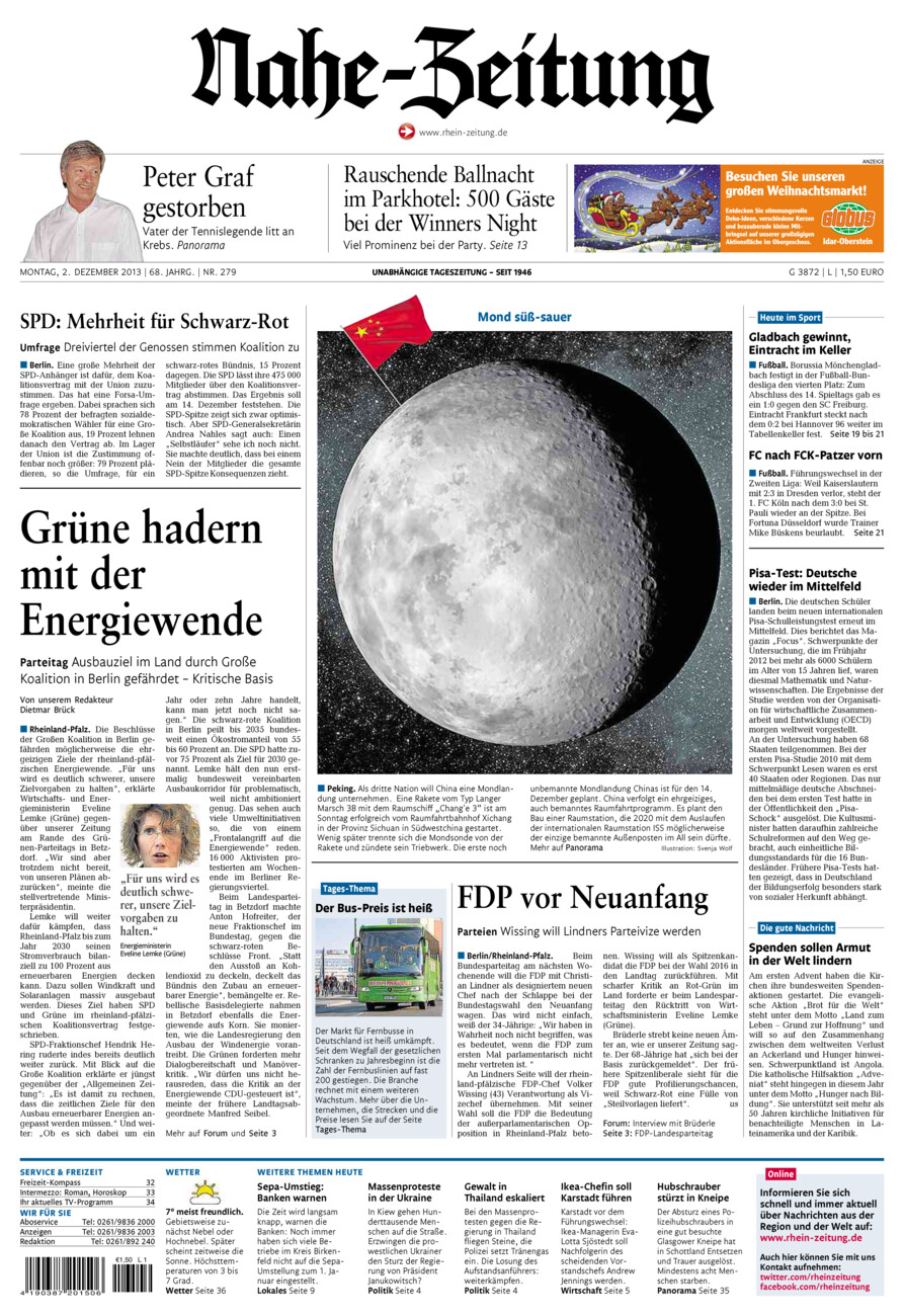 Nahe-Zeitung vom Montag, 02.12.2013