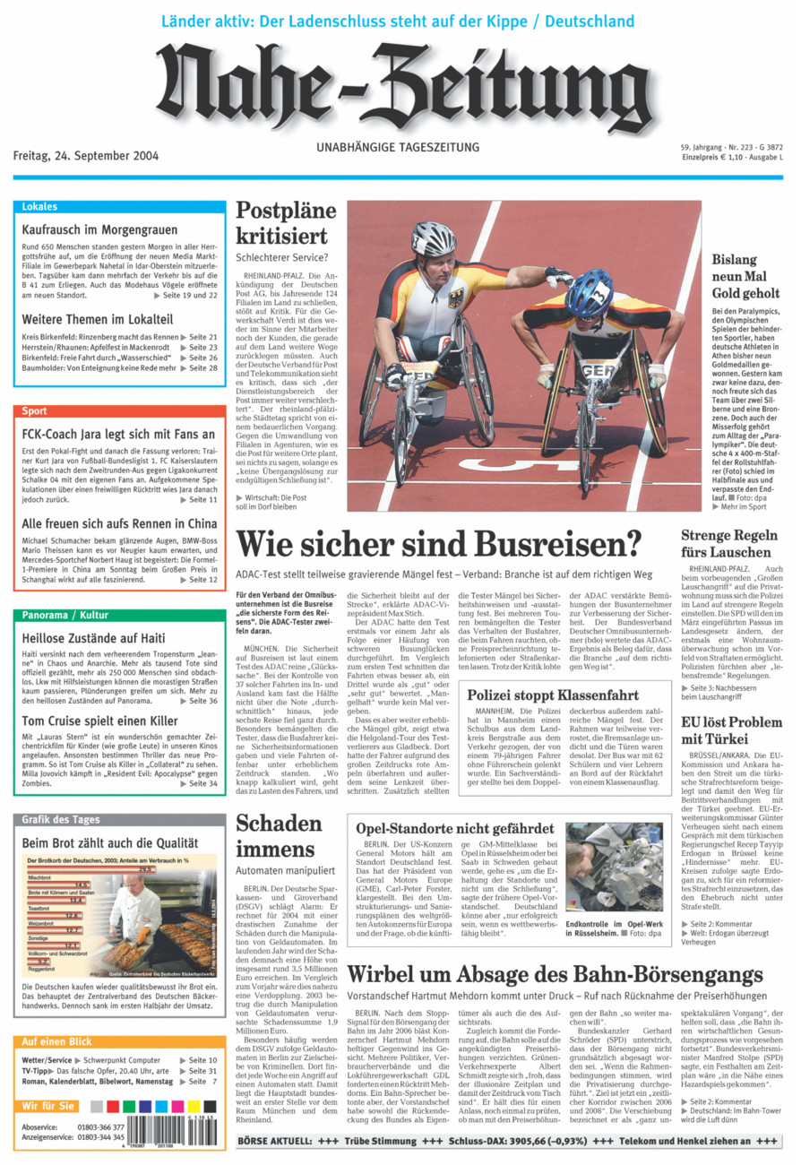 Nahe-Zeitung vom Freitag, 24.09.2004