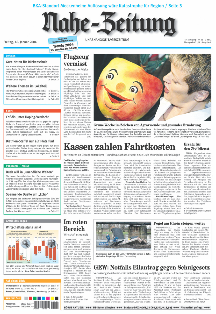 Nahe-Zeitung vom Freitag, 16.01.2004