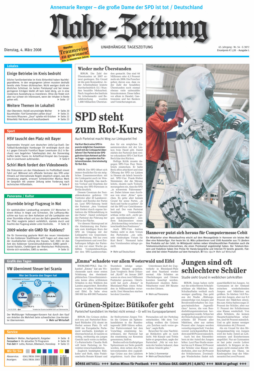 Nahe-Zeitung vom Dienstag, 04.03.2008