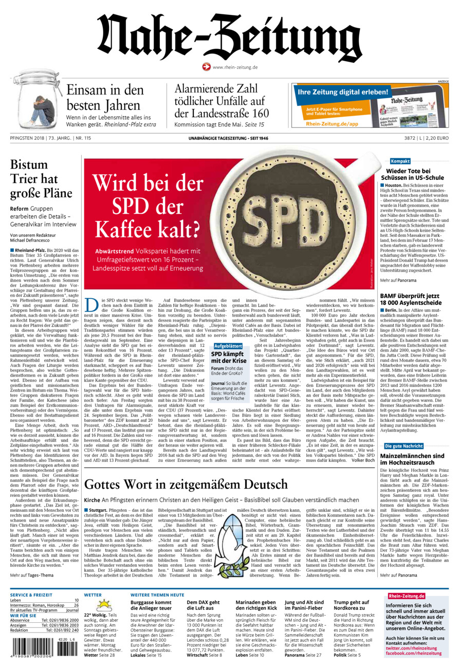 Nahe-Zeitung vom Samstag, 19.05.2018