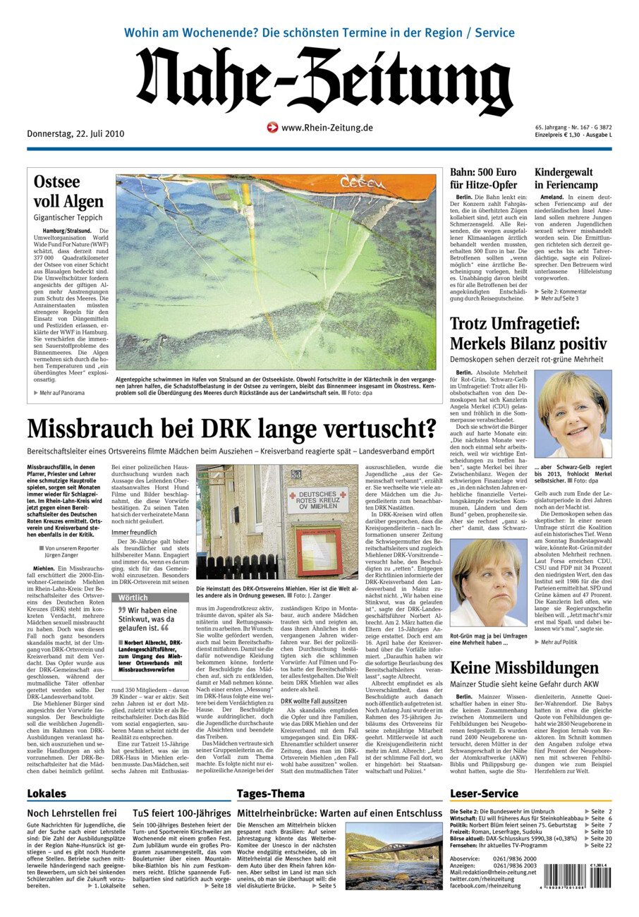 Nahe-Zeitung vom Donnerstag, 22.07.2010