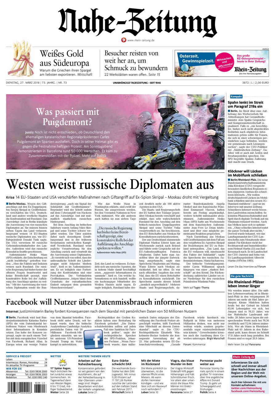 Nahe-Zeitung vom Dienstag, 27.03.2018