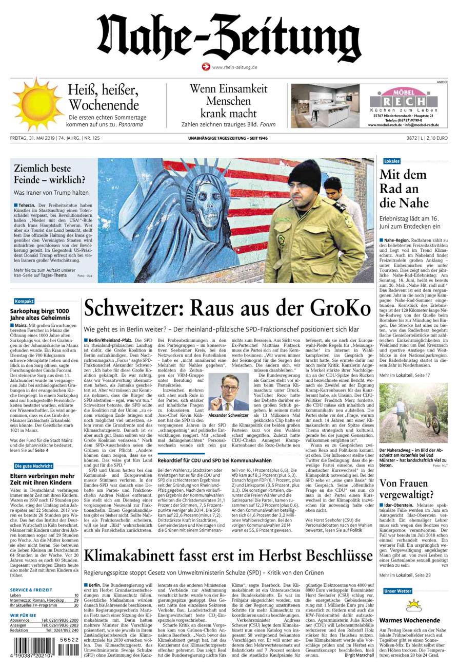 Nahe-Zeitung vom Freitag, 31.05.2019