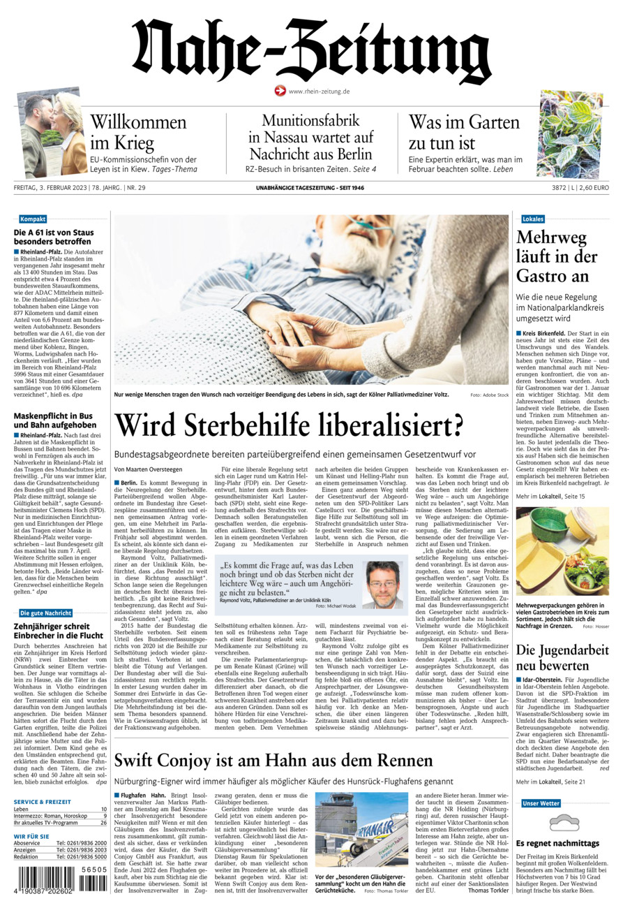 Nahe-Zeitung vom Freitag, 03.02.2023