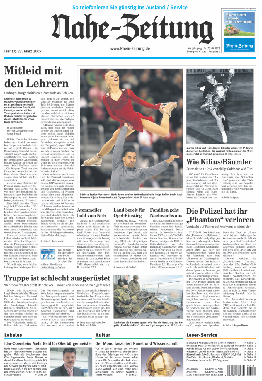 Nahe-Zeitung vom Freitag, 27.03.2009