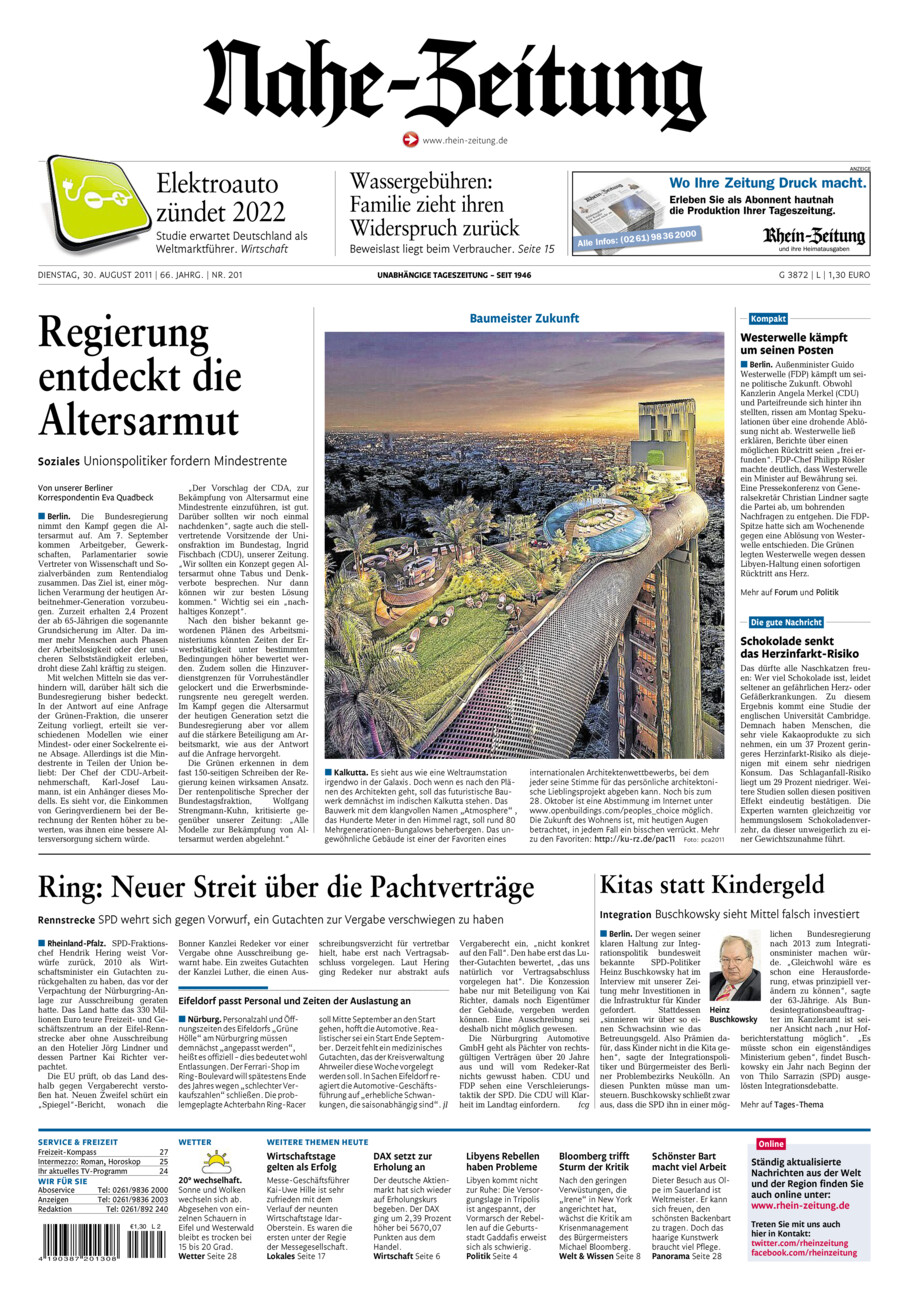 Nahe-Zeitung vom Dienstag, 30.08.2011