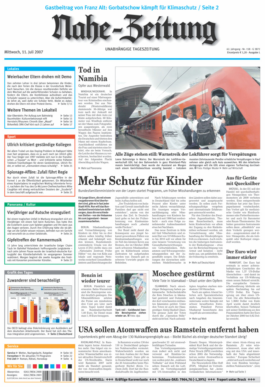 Nahe-Zeitung vom Mittwoch, 11.07.2007