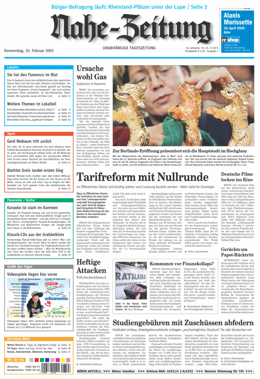 Nahe-Zeitung vom Donnerstag, 10.02.2005