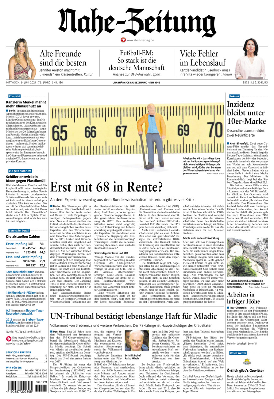 Nahe-Zeitung vom Mittwoch, 09.06.2021
