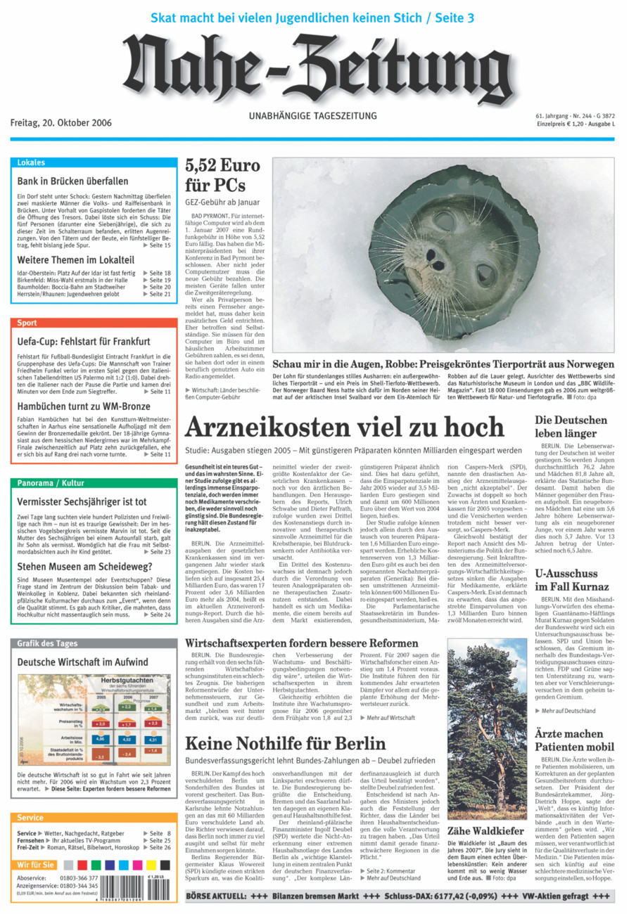 Nahe-Zeitung vom Freitag, 20.10.2006