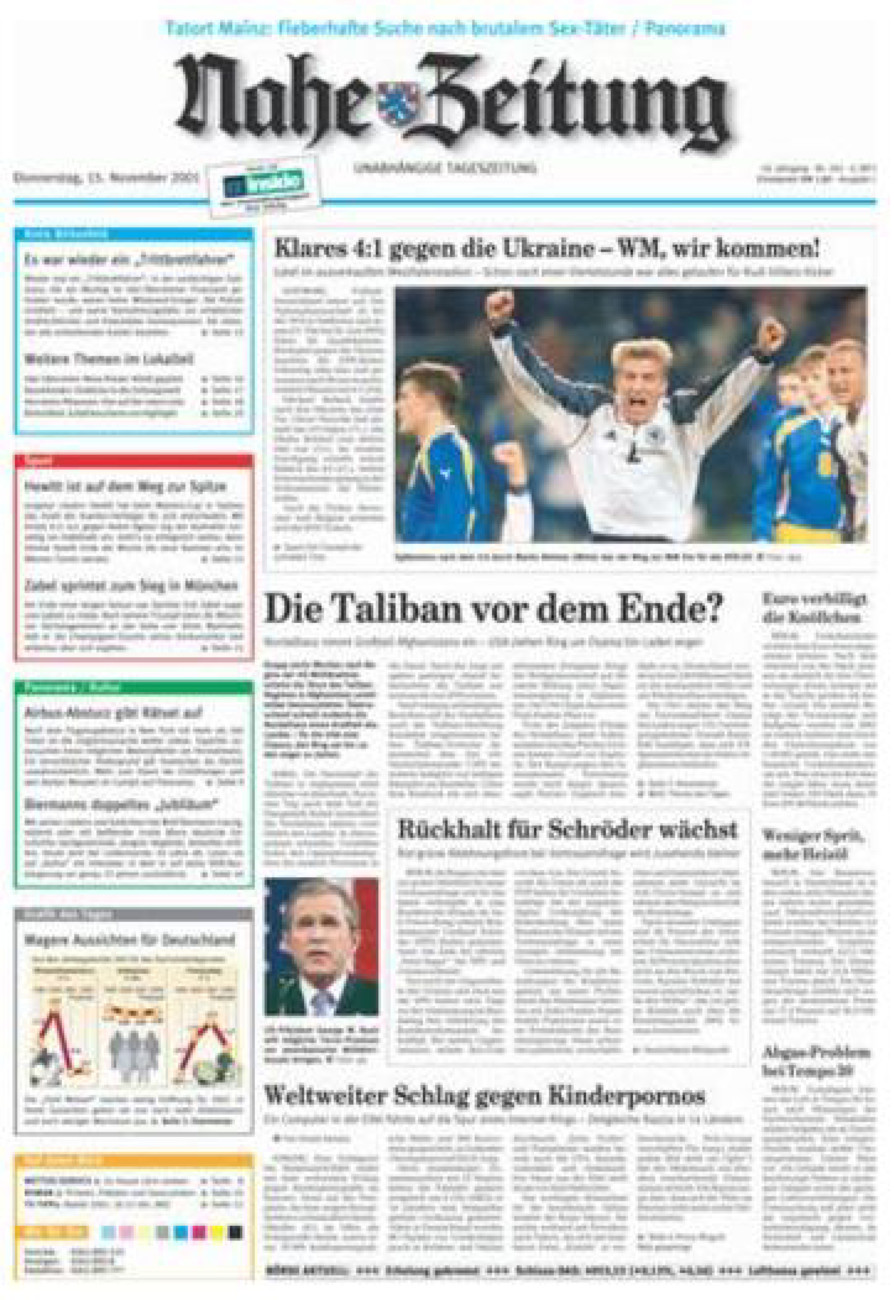 Nahe-Zeitung vom Donnerstag, 15.11.2001