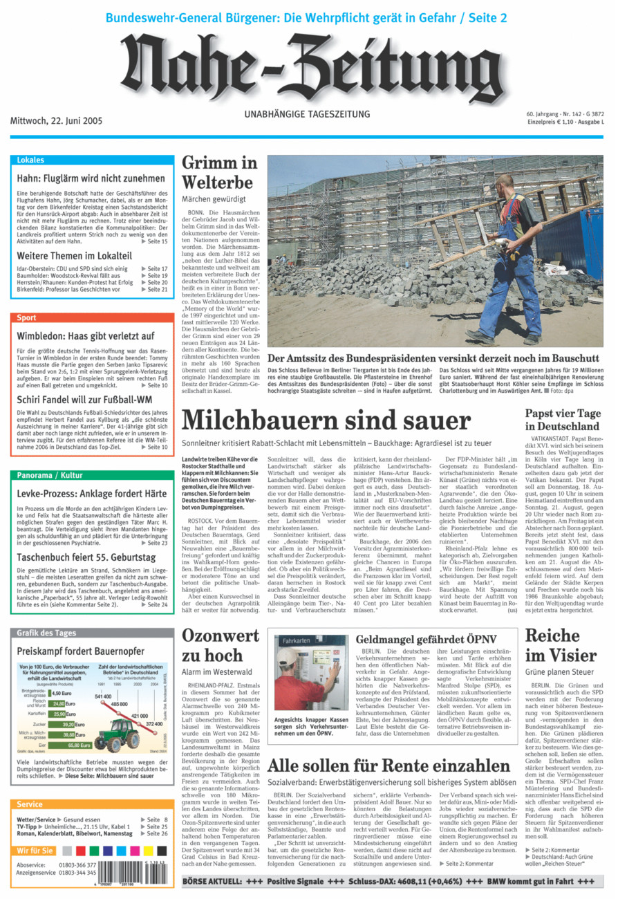 Nahe-Zeitung vom Mittwoch, 22.06.2005