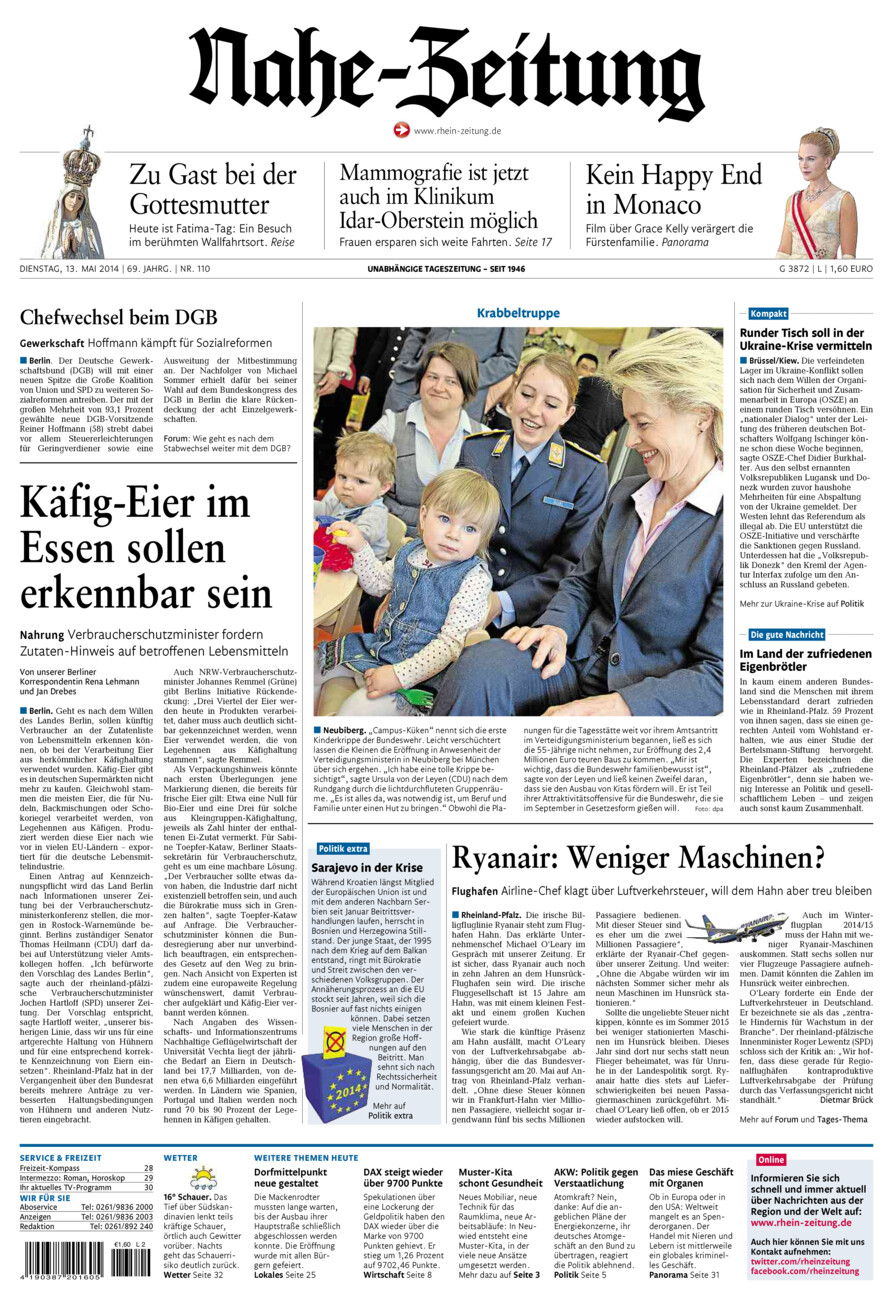 Nahe-Zeitung vom Dienstag, 13.05.2014