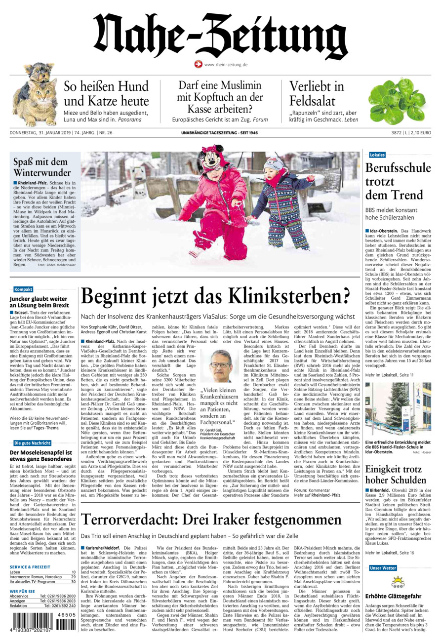 Nahe-Zeitung vom Donnerstag, 31.01.2019