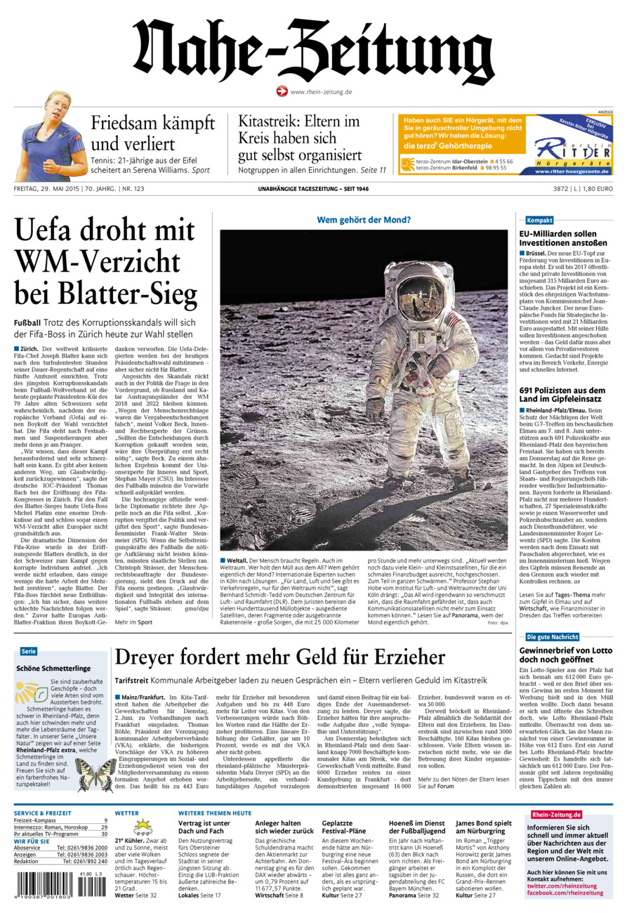 Nahe-Zeitung vom Freitag, 29.05.2015