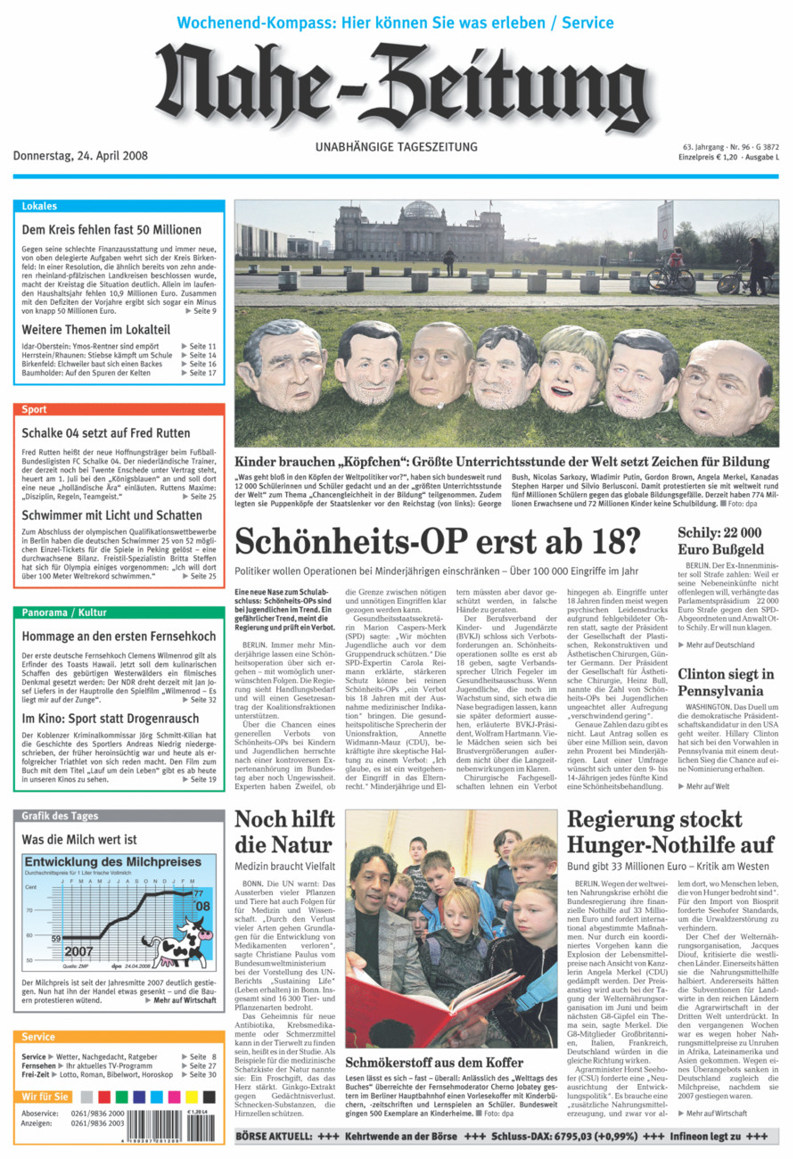 Nahe-Zeitung vom Donnerstag, 24.04.2008