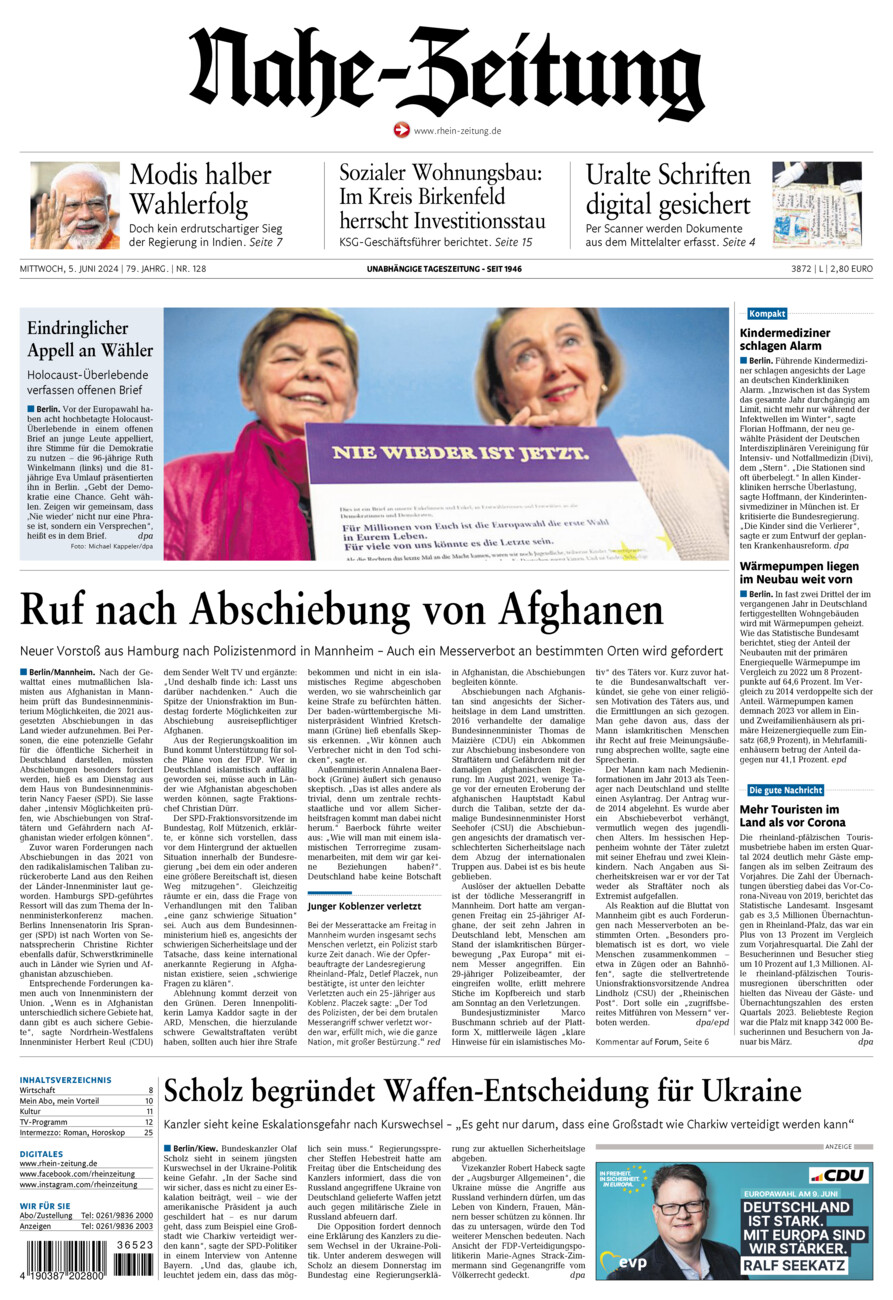 Nahe-Zeitung vom Mittwoch, 05.06.2024