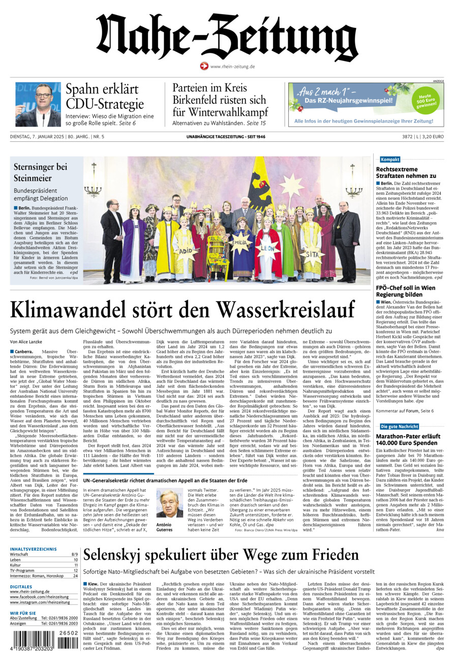 Nahe-Zeitung vom Dienstag, 07.01.2025