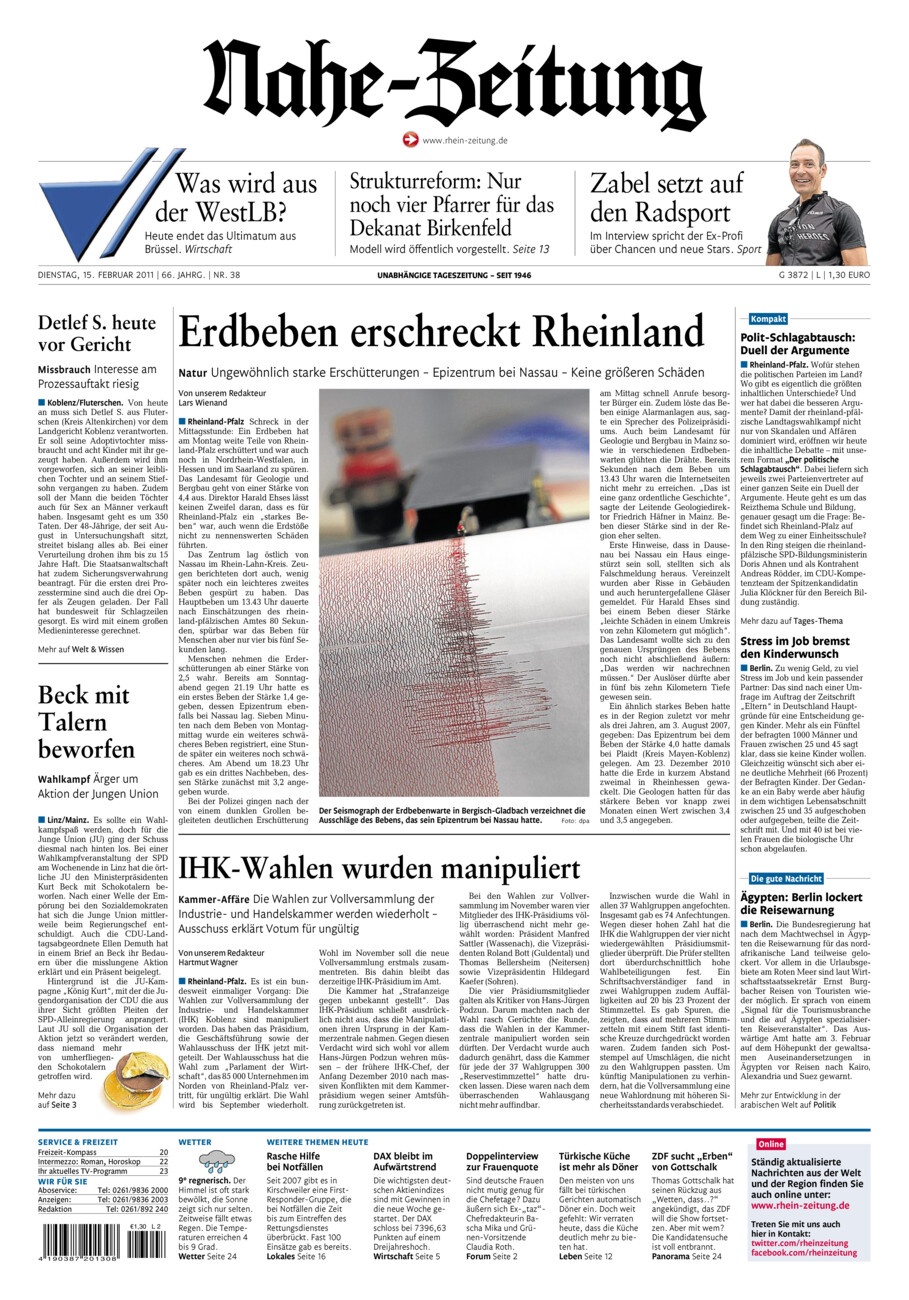 Nahe-Zeitung vom Dienstag, 15.02.2011