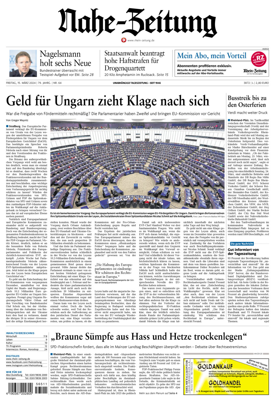Nahe-Zeitung vom Freitag, 15.03.2024