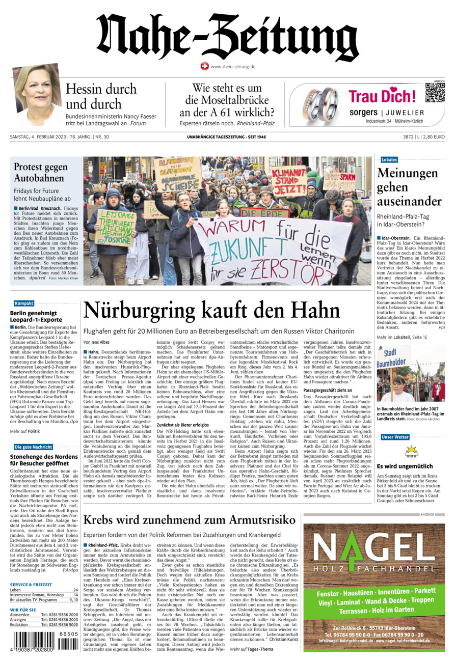 Nahe-Zeitung vom Samstag, 04.02.2023