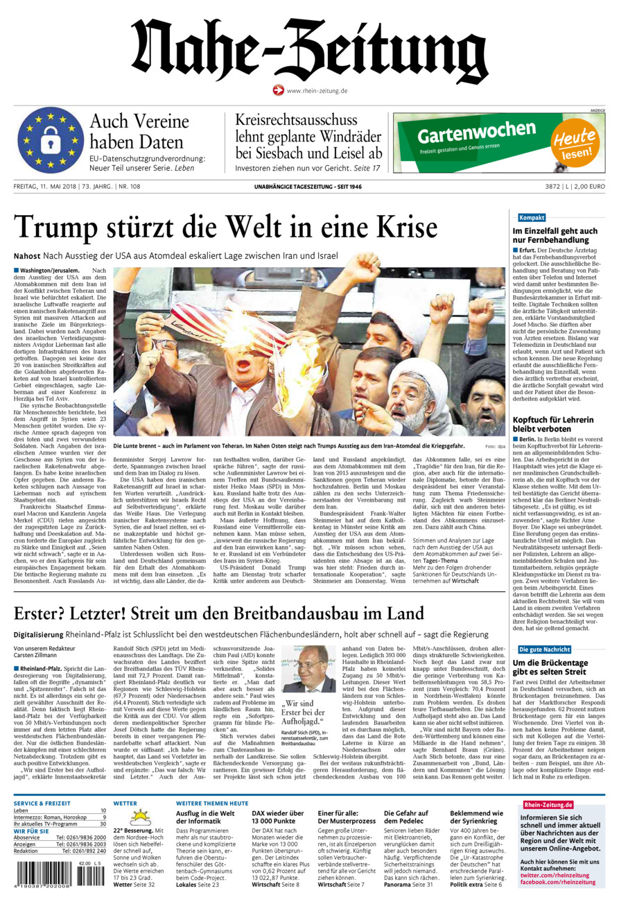 Nahe-Zeitung vom Freitag, 11.05.2018