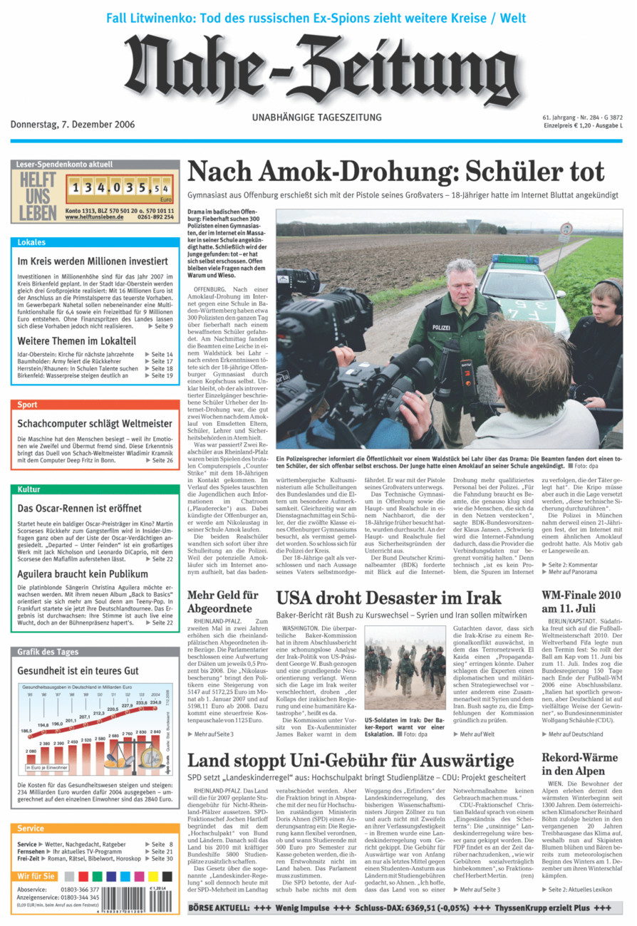 Nahe-Zeitung vom Donnerstag, 07.12.2006