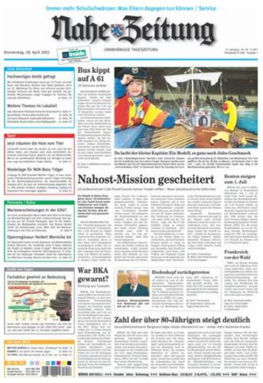 Nahe-Zeitung vom Donnerstag, 18.04.2002
