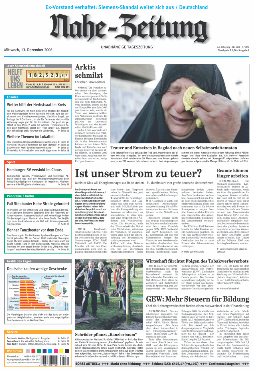 Nahe-Zeitung vom Mittwoch, 13.12.2006