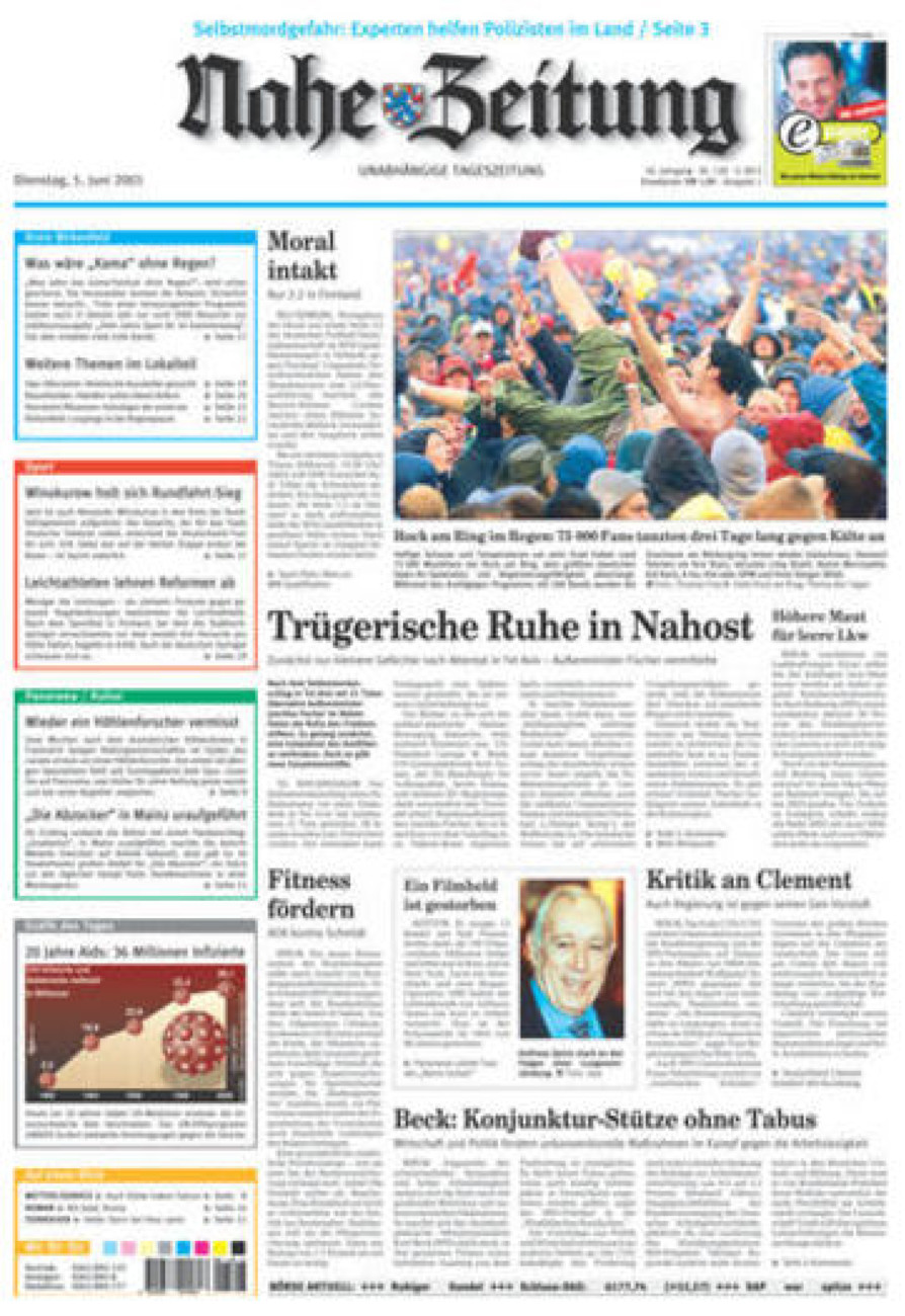 Nahe-Zeitung vom Dienstag, 05.06.2001