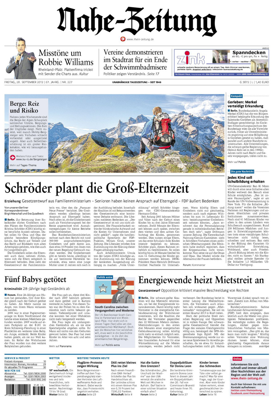 Nahe-Zeitung vom Freitag, 28.09.2012