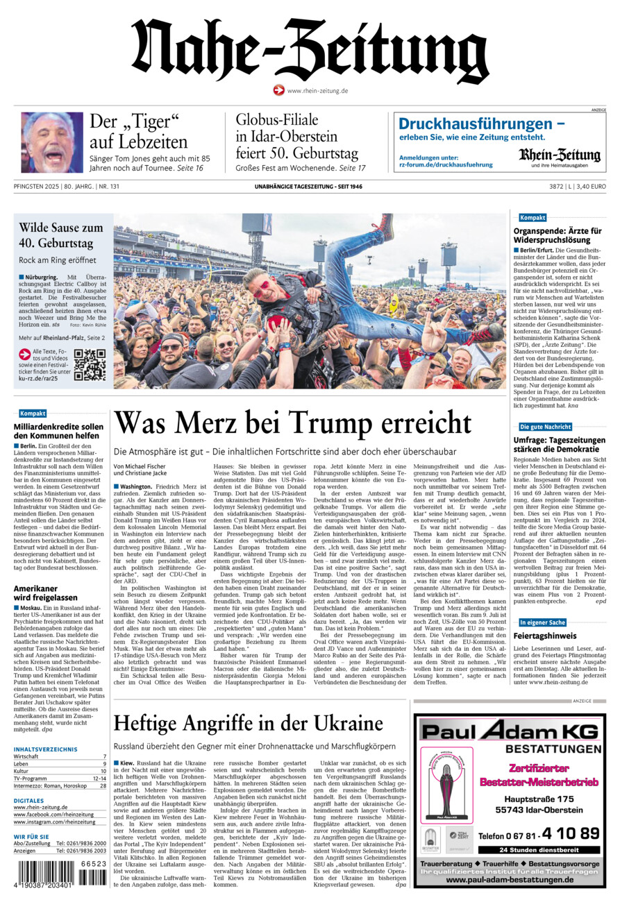 Nahe-Zeitung vom Samstag, 07.06.2025