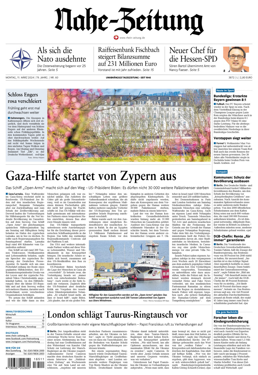 Nahe-Zeitung vom Montag, 11.03.2024