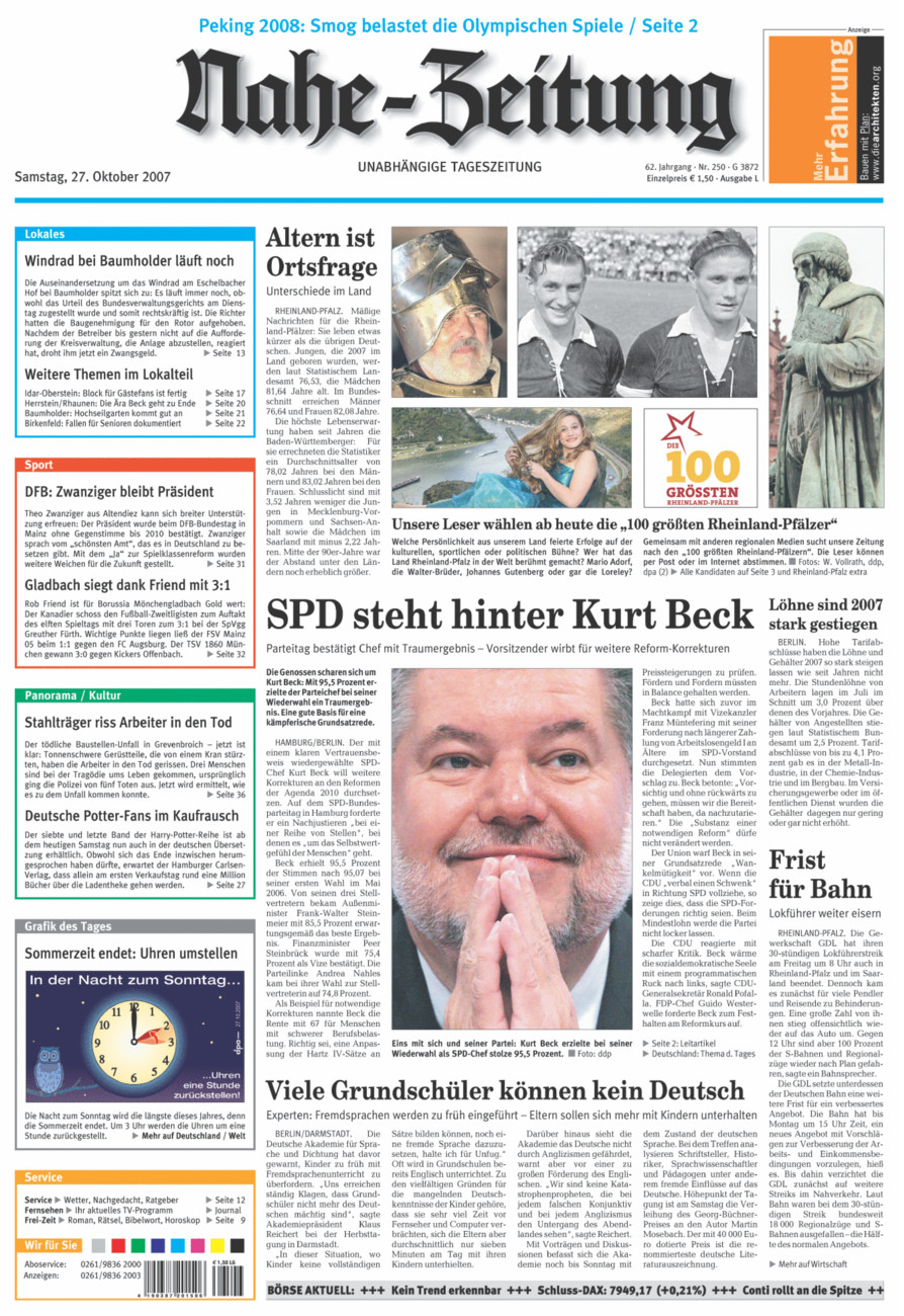 Nahe-Zeitung vom Samstag, 27.10.2007