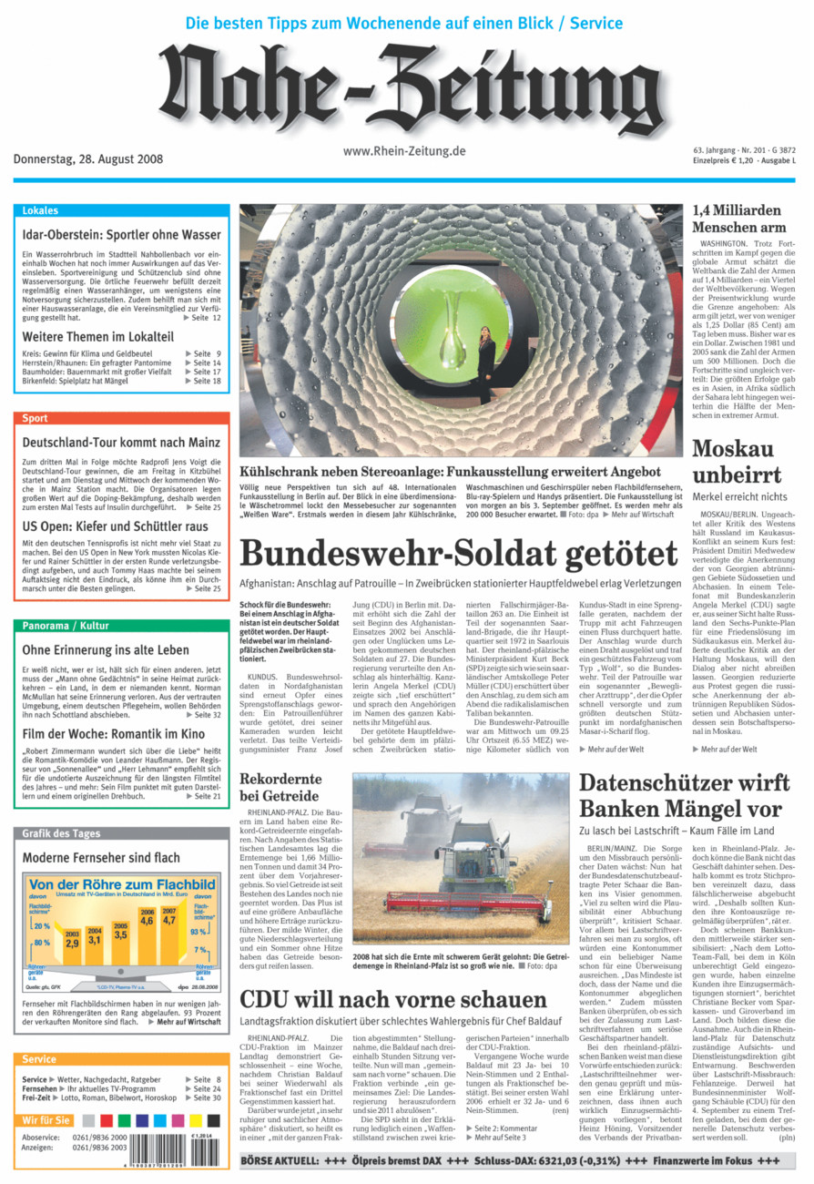 Nahe-Zeitung vom Donnerstag, 28.08.2008